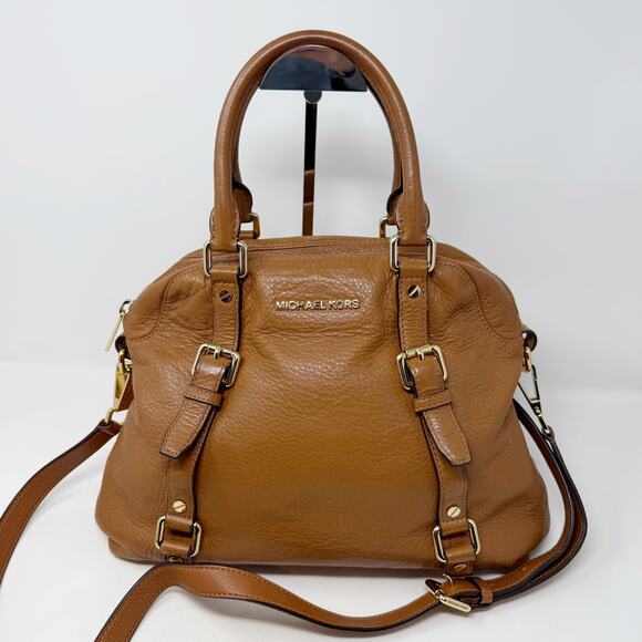 Michael Kors Brown Camel Bedford Legacy Medium Convertible Satchel Bag Leather - Picture 3 of 16